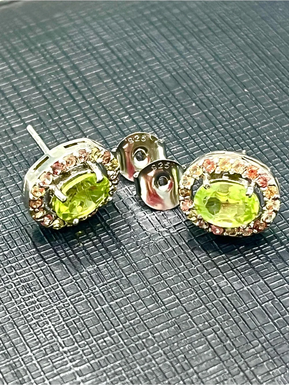 Sapphire 1.5ct Peridot 14KGP Earrings - Picture 2 of 6